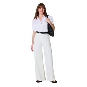 Spanx NWT Wide Leg Jeans Chalk Wash‎ Size L High Rise Stretch Denim